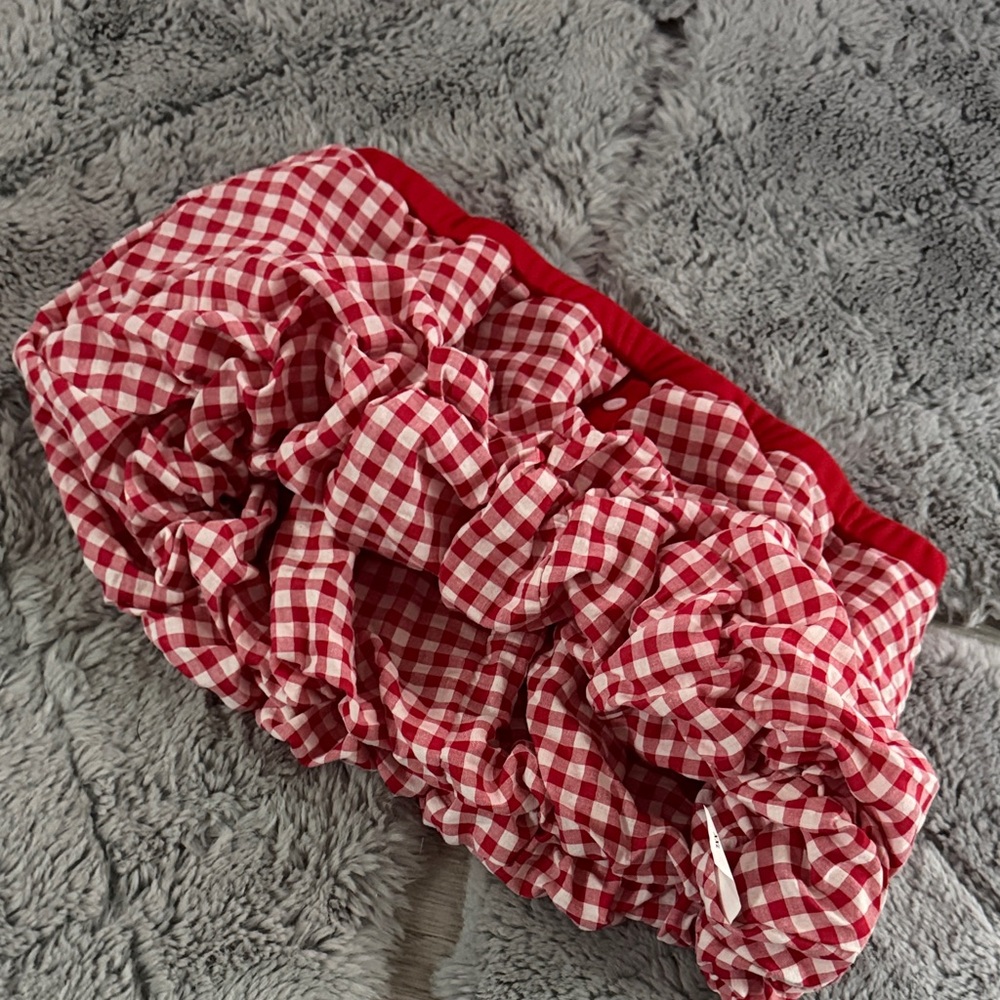 Red Gingham Mini Skirt - Women's Bubble Hem - Picture 2 of 3